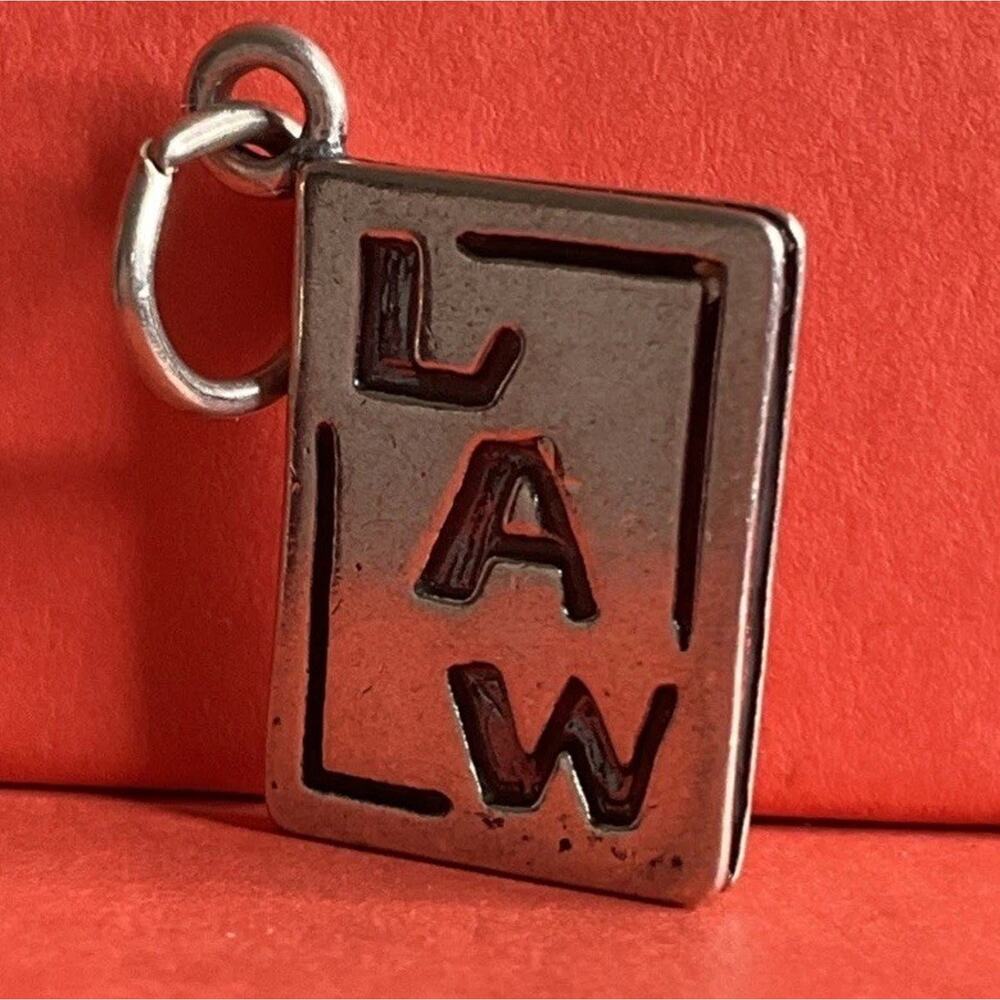Vintage Sterling Silver LAW Book Charm